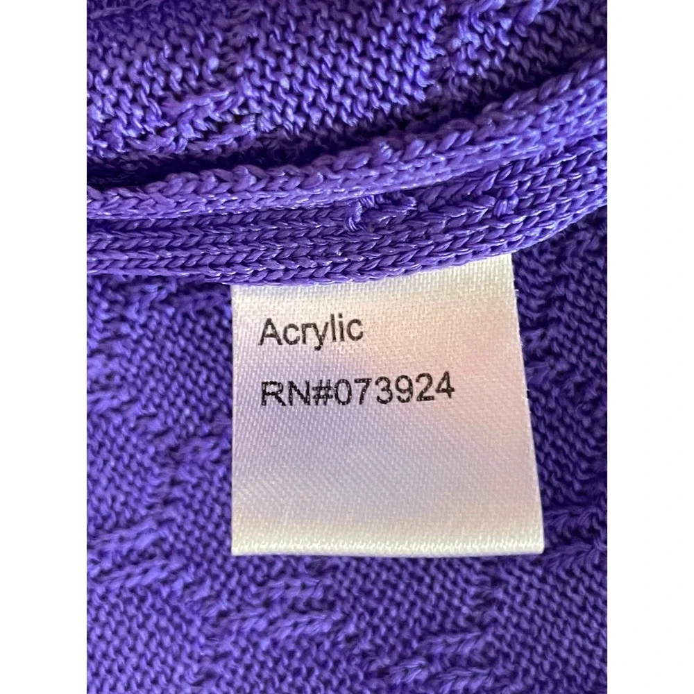 Ming Wang Womens 2pc Set XL Knit Cardigan Tank Purple Crochet Chain Trim